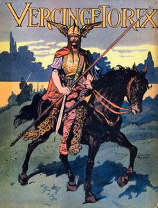 Vercingetorixin muotokuva (n. 80-c. 46 eKr.) Arvernes-heimon soturi ja gallialainen johtaja" "Me-Gires-kansalaiset" noin tekijältä Georges Conrad