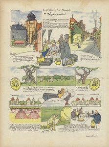 Turistin vaikutelmia Normandiassa. Kuvitus Le Rirelle