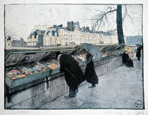 Bouquinistes Seinen vasemmalla rannalla lähellä Pont-Neufia, Pariisi