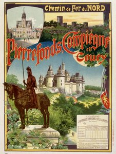 Pierrefonds, Compiègne ja Coury - Railways du Nordin mainosjuliste, kirjoittanut G. Fraipont