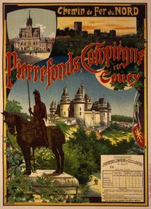 Reproduction ng isang Poster Advertising Northern Railway Excursion sa Pierrefonds, Compiegne at Coucy (litho)finn