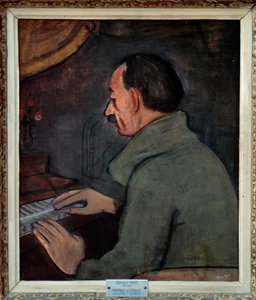 Ranskalaisen taidemaalarin Maurice Utrillon (1883-1955) muotokuva. Georges Karsin (1882-1955) maalaus, 1900-luku. Öljy kankaalle. Koko: 0,56 x 0,47 m. Lyon. Kuvataidemuseo. Varovainen! Tämän teoksen käyttö voi edellyttää kolmannen osapuolen lupapyyntöä tai tekijältä Georges Kars
