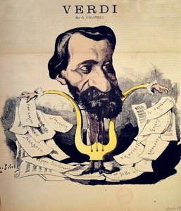 Sarjakuva säveltäjä Giuseppe Verdi (1813-1901) Pilotell (1845-1918) Maaliskuu 1869. National Conservatory of Music, Paris