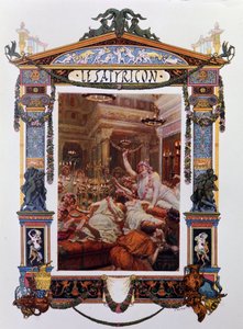 Petronen (Petronio Arbitro) (Petronius Arbiter) työn etukuva: Satyricon (satiricon). Georges-Antoine Rochegrossen (1859-1938) kuvitus vuodelta 1902. Milanese .
