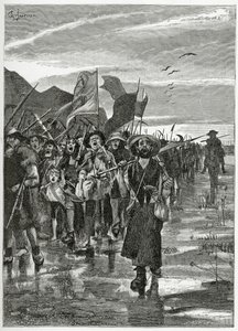 Le Torrent des Rebelles - kuvitus Han d’Islandesta, 1800-luku (bw-kaiverrus)