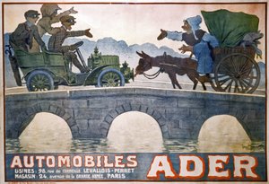 Kärryn ja auton välinen konflikti, n.1910 (juliste). tekijältä Georges Meunier