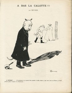 Kuvitus Georges Meunierista (1869-1934) Le Panachessa, rojalistisen lehden illustree, 20.01.04 - Royalismi, uskonto - Combes Emile, Paholainen - Eläinmuodostus tekijältä Georges Meunier