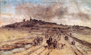 Näkymä Montmartresta Pariisiin Georges Michelin (1763-1843) akvarelli 1800-luvun Pariisi, Louvre-museo