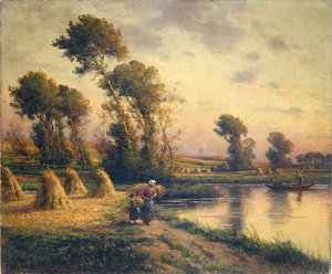 Maaseutumaisema (öljy kankaalle) tekijältä Georges Philibert Charles Maroniez