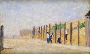 Puolalaisten työntäminen, n.1882 tekijältä Georges Pierre Seurat
