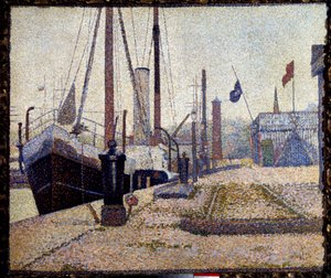 Purjevene La Maria Honfleurin satamassa tekijältä Georges Pierre Seurat
