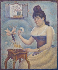 Nuori nainen puuterimassa itseään, n. 1888-1890 tekijältä Georges Seurat
