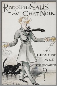 Rodolphe Salis mustan kissan kanssa, n. 1890. tekijältä Georges Tiret Bognet