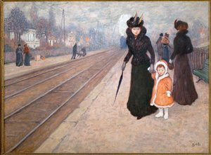 Esikaupunkien rautatieasema (maalaus kankaalle) tekijältä Georges d