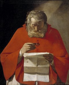 Pyhä Jerome lukemassa kirjettä, n. 1628-1629 tekijältä Georges de La Tour