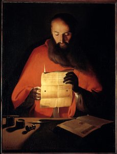 Pyhä Hieronymus lukemassa. Georges De La Tourin maalaus (1593-1652) tekijältä Georges de La Tour