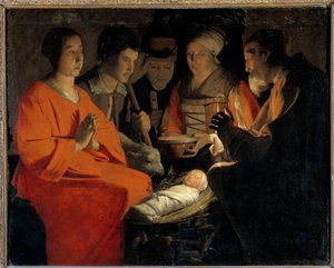 Georges de La Tourin (1593-1652) maalaus Paimenten palvonta 1600-luvun su. 1,07x1,31 m tekijältä Georges de La Tour