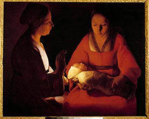 Uusi syntynyt lapsi (The New Born Child). Georges De La Tourin maalaus (1593-1652)