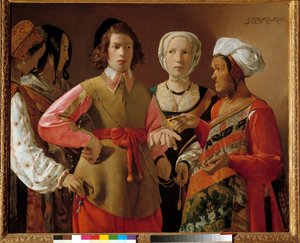 Ennustaja Georges de La Tourin (1593-1652) maalaus noin 1630, su. 1,01 x 1,23 m New York. Metropolitan museo