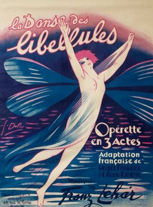 Juliste Dance of Dragonflies, operetti, ranskalainen sovitus Roger Ferreol ja Max Eddy, musiikki Franz Lehar, Max Eschig Publishing, Paris tekijältä Georges pseudonym of Edmond Vernier Dola
