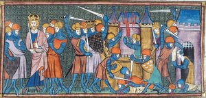Kaarle Suuri ottaa 2 linnaa, lähteestä Chroniques de France ou de St Denis, 1300-luku (22095303133).