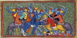 Kaarle Martel Toursin taistelussa, Ranskan suuret kronikat (27686528435).