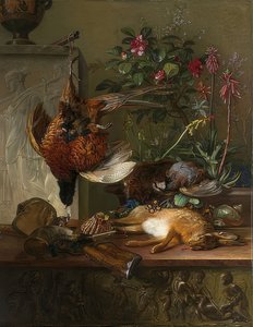 Asetelma riistalla ja kreikkalaisella steelellä: Syksyn allegoria. 1818 tekijältä Georgius Jacobus Johannes van Os