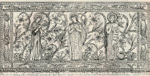 White Memorial Altar Cloth, seurakuntakirkko, Cheddleton, n. 1891 tekijältä Gerald Callcott Horsley