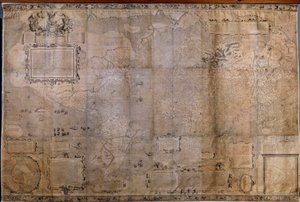 Maantieteellinen kartta maailmasta. Hollannin koulukunnan kartta Gerard Mercatorin (1512-1594) projektiosta tekijältä Gerard (after) Mercator