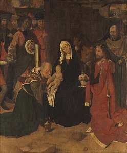 Adoration of the Magi, n. 1490 (öljy kankaalle) tekijältä Gerard David