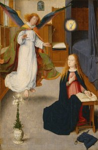The Annunciation, n. 1490 (öljy tammilevylle) tekijältä Gerard David