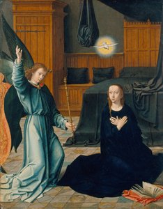 The Annunciation, n. 1509 (sekoitettu media tammella) tekijältä Gerard David