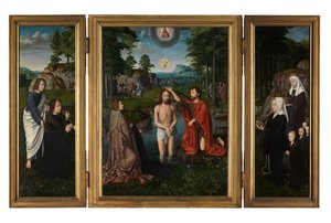Kristuksen kaste, n. 1502-08 (öljy paneelille) tekijältä Gerard David