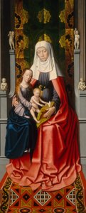 Pyhän Annan alttaritaulu: Pyhä Anna Neitsyen ja Lapsen kanssa [keskipaneeli], n. 15001520. tekijältä Gerard David