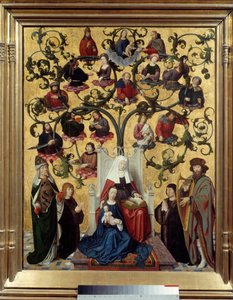 Pyhän Annan linja Kuvaus Pyhän Annan, Marian äidin, sukupuusta. Gerard Davidin (1460-1523) maalaus puulle. 1483. Su. 0,88 x 0,69 Lyon, Musee des Beaux Arts tekijältä Gerard David