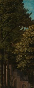 Näkymä metsässä, triptyykin vasen ulompi siipi tekijältä Gerard David