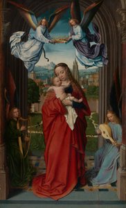 Neitsyt ja lapsi neljän enkelin kanssa, n. 1510-15. tekijältä Gerard David