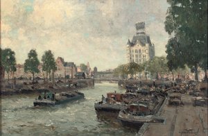 Näkymä Witte Huisille, Rotterdam (öljy kankaalle) tekijältä Gerard Delfgaauw