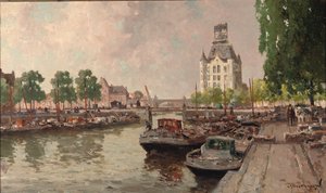 Näkymä Witte Huisille, Rotterdam (öljy kankaalle) tekijältä Gerard Delfgaauw
