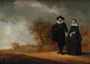 Burgomestari Cornelis Damasz. van der Gracht ja hänen vaimonsa Jopken Jacobs maisemassa tekijältä Gerard Donck
