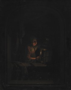 Tyttö kynttilän kanssa tekijältä Gerrit Dou