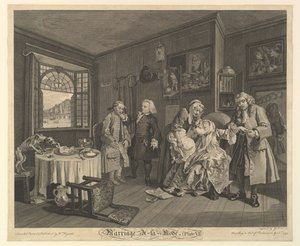 Avioliitto A-la-Mode, levy VI, 1. huhtikuuta 1745. tekijältä Gerard Jean Baptiste Scotin