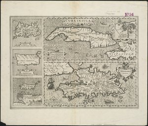 Kuuba Insula ; Hispaniola Insula, kaiverrus Hendrik Hondius, 1633 tekijältä Gerard after Mercator