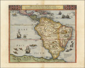 Etelä-Amerikan kartta, 1593 tekijältä Gerard de Jode