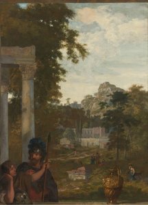 Italian maisema kahden roomalaisen sotilaan kanssa Huoneen sisustus Jacob de Flinesin talossa Amsterdamissa (sarjan nimi) tekijältä Gerard de Lairesse