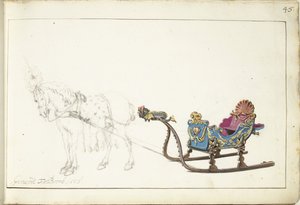 Hevonen ja kelkka tekijältä Gerard ter Borch (II) (signed by artist)