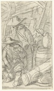 Kolme miestä armeijan leirillä tekijältä Gerard ter Borch (II)