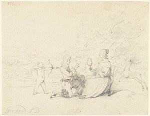 Herrasmies polvistumassa naisen edessä tekijältä Gerard ter Borch (II)