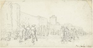 Jääviihdettä Zijlpoortissa Haarlemissa tekijältä Gerard ter Borch (II)