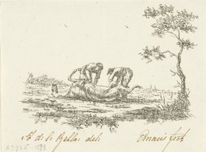 Kaksi hevosen nylkejää nylkijät tekijältä Gerardus Emaus de Micault (signed by artist)